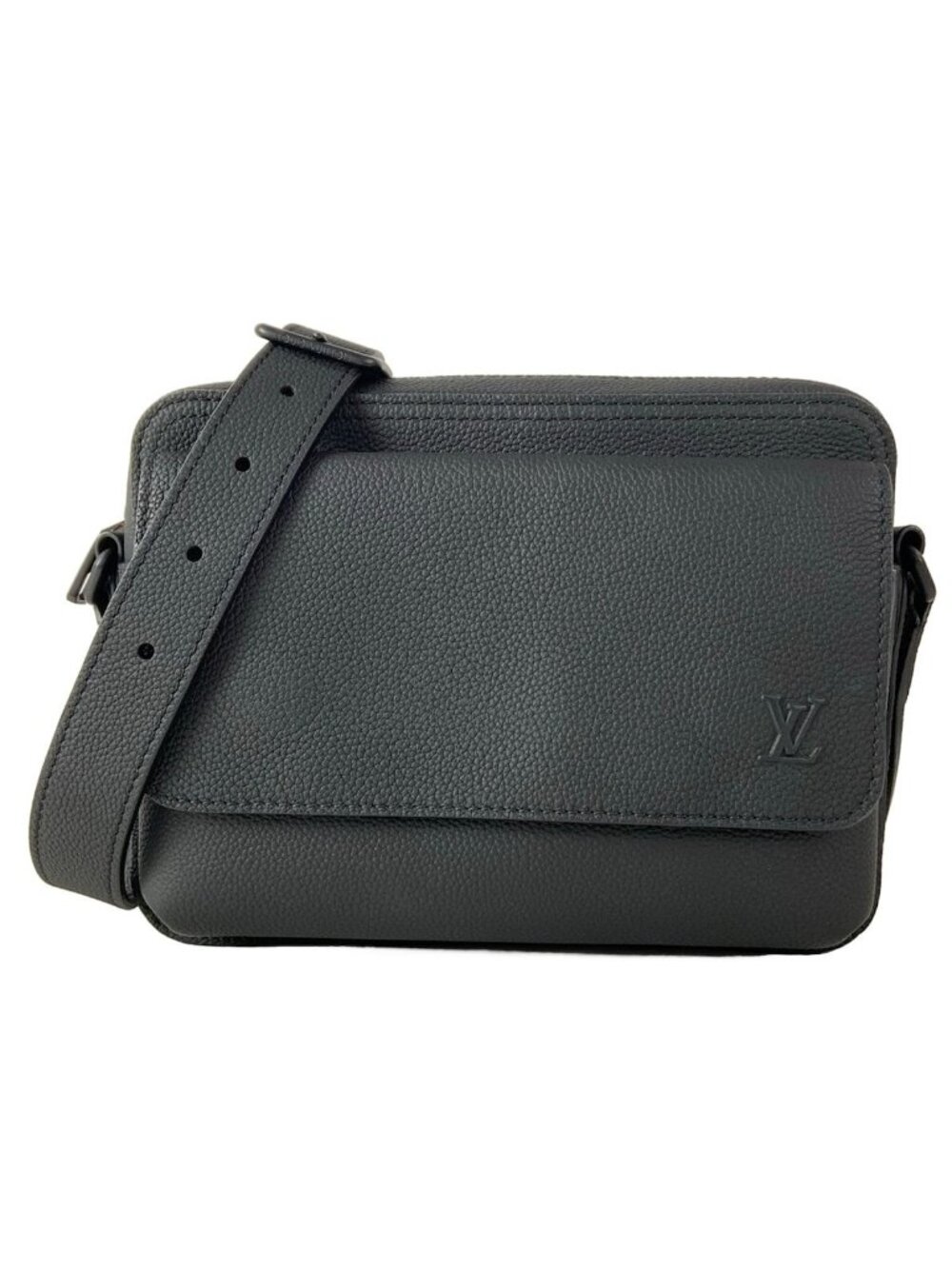 Louis Vuitton Shoulder Bag LV Aerogram Boarding Messenger Black Leather Cowhide